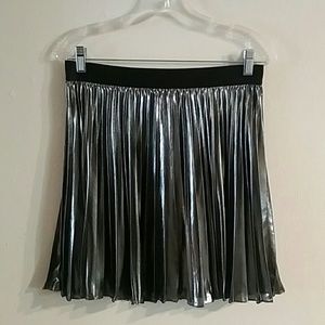 Express Metallic Pleated Skirt